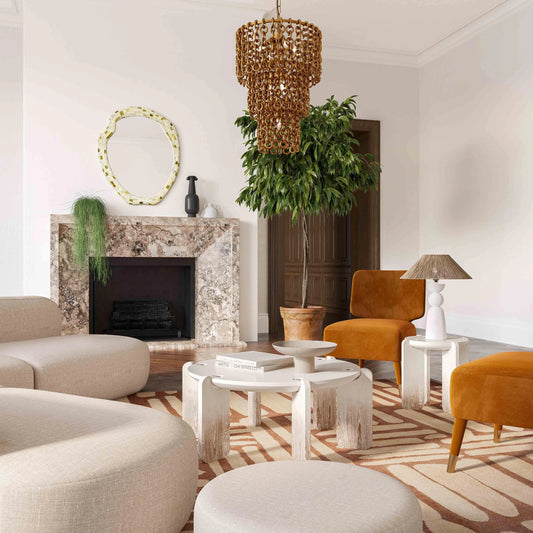 Gloria Coffee Table by TOV Furniture in cream. Made from mdf, oak in a modern style.