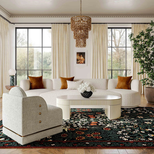 Bella Oval Coffee Table by TOV Furniture in cream. Made from acacia, mdf in a transitional style.