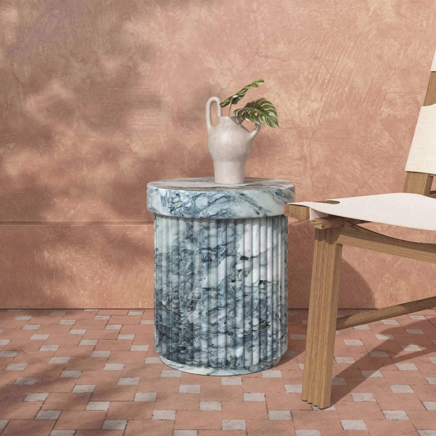 007 SI-2248472 | Lifestyle | Serafina Marble Pattern Concrete Side Table by TOV Furniture in marble pattern. Made from concrete in a modern style.