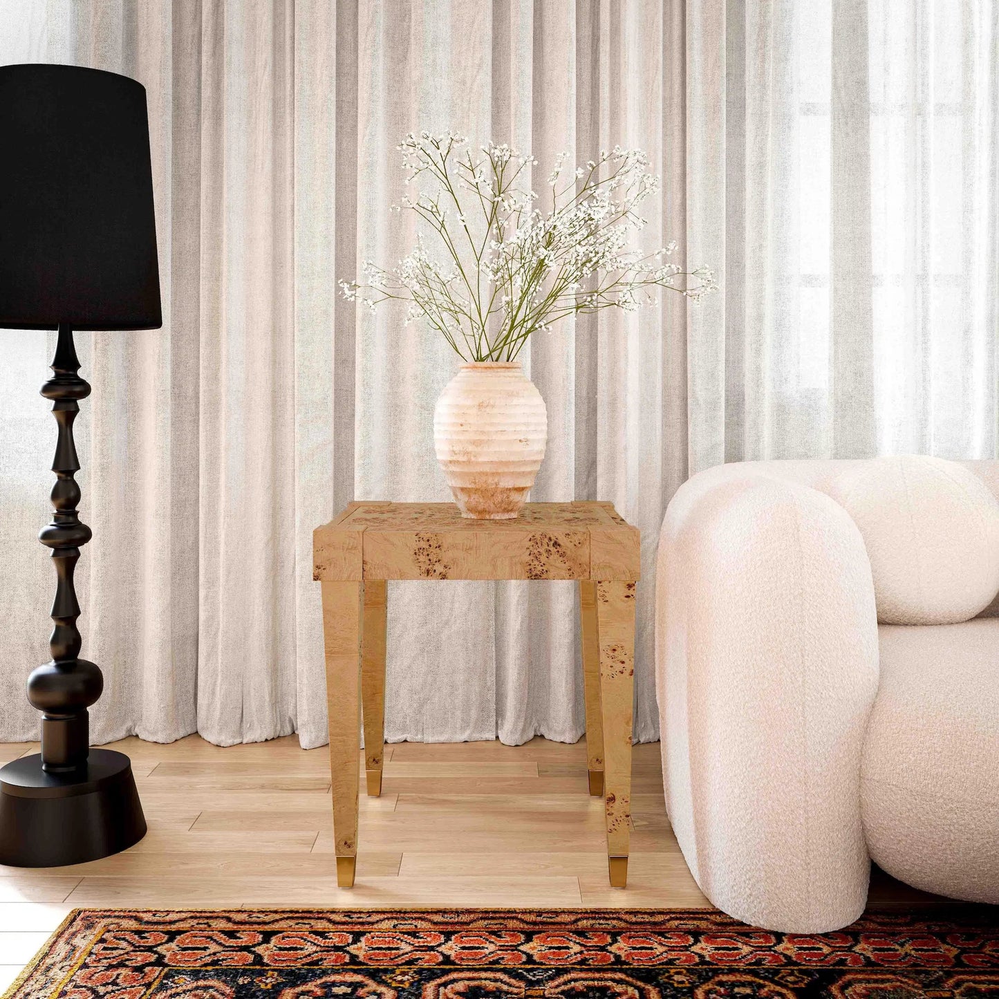 030 SI-2356268 | Lifestyle | Brandyss Burl End Table by TOV Furniture. Made from unique in a modern style.