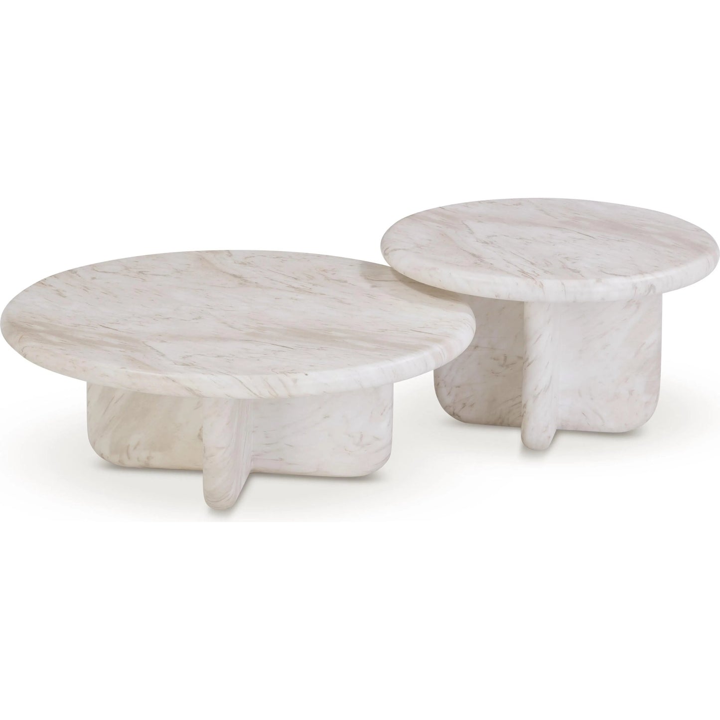 002 SI-2320933 | Unknown | Juju Nesting Marble Coffee Tables by TOV Furniture in white. Made from concrete in a unique style.
