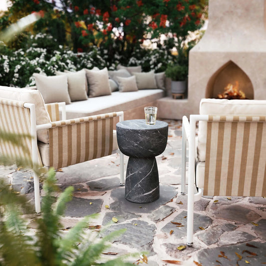 Charra Indoor/Outdoor Side Table by TOV Furniture. Made from concrete in a modern style.