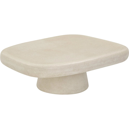 Darial Sandstone Indoor/Outdoor Coffee Table by TOV Furniture in sand. Made from concrete in a modern style.