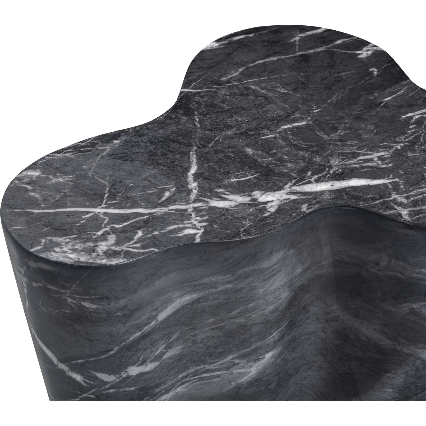 002 SI-2519520 | Closeup | Slab Indoor/Outdoor Side Table by TOV Furniture in black marble. Made from concrete in a modern style.