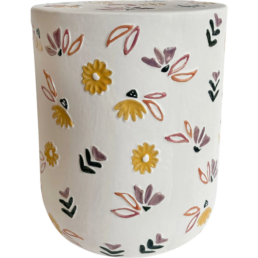 001 SI-2519429 | Primary Silo | Hand-Painted Floral Indoor/Outdoor Table by TOV Furniture. Made from ceramic in a rustic style.