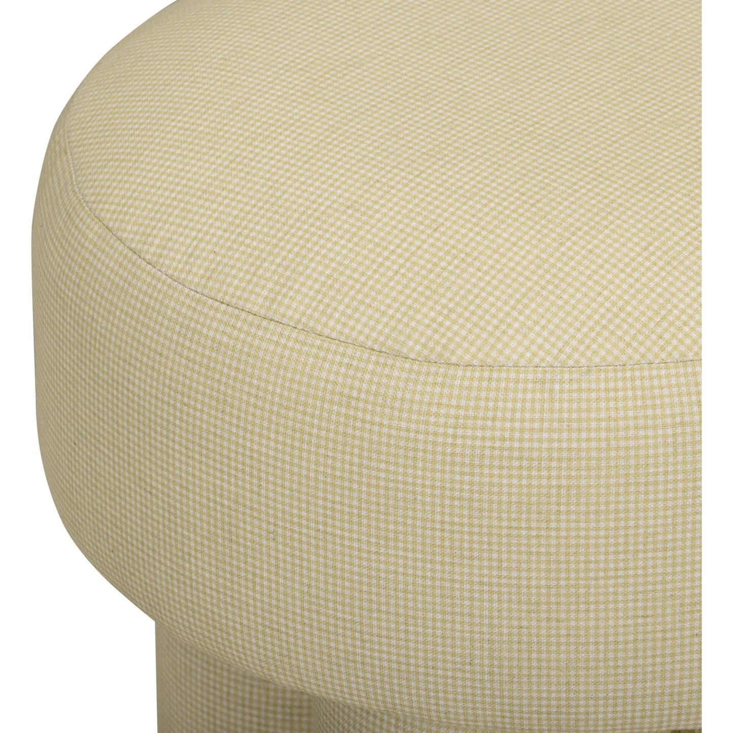 003 SI-2532679 | Closeup | Masha Yellow Homespun Plaid Performance Linen Accent Stool by TOV Furniture in yellow plaid. Made from fabric, plywood in a unique style.