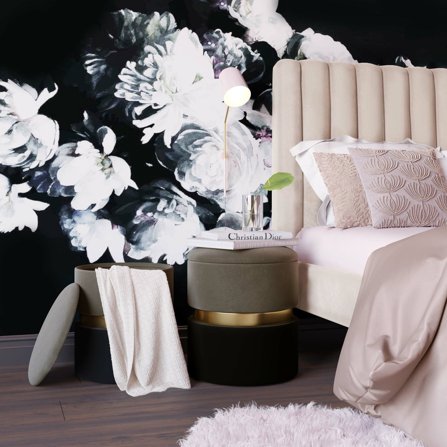 023 SR-759172 | Lifestyle | Angela Bed by TOV Furniture. Made from velvet in a transitional style.