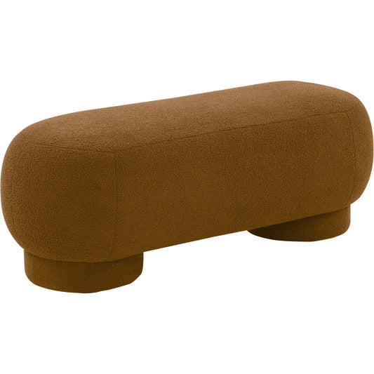 Mara Vegan Shearling Ottoman by TOV Furniture in brown. Made from faux shearling, wood in a modern style.