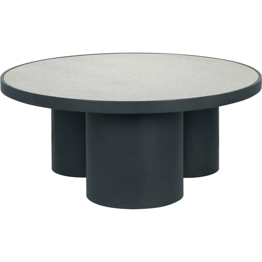 Nautilus Mirrored Coffee Table by TOV Furniture in antique silver. Made from glass, iron, mdf in a modern style.