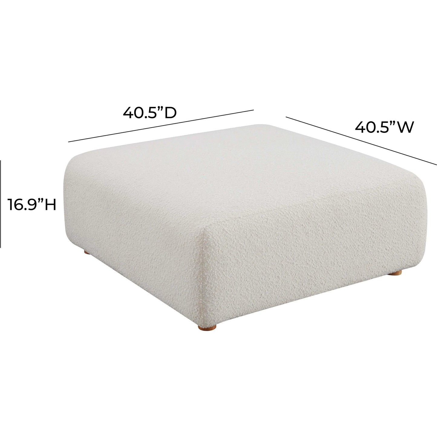004 SI-2122131 | Additional Silo | Hangover Boucle Ottoman by TOV Furniture in cream. Made from boucle, wood in a modern style.