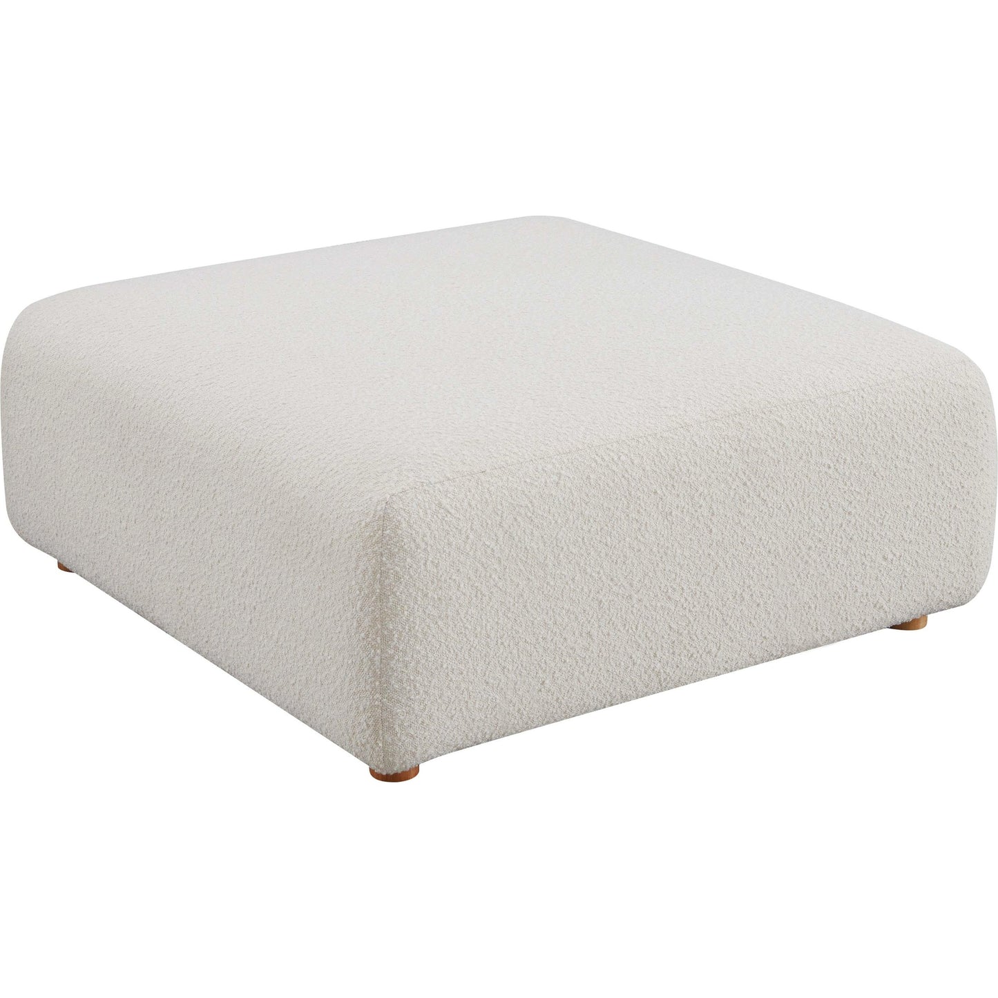 001 SI-2122131 | Additional Silo | Hangover Boucle Ottoman by TOV Furniture in cream. Made from boucle, wood in a modern style.