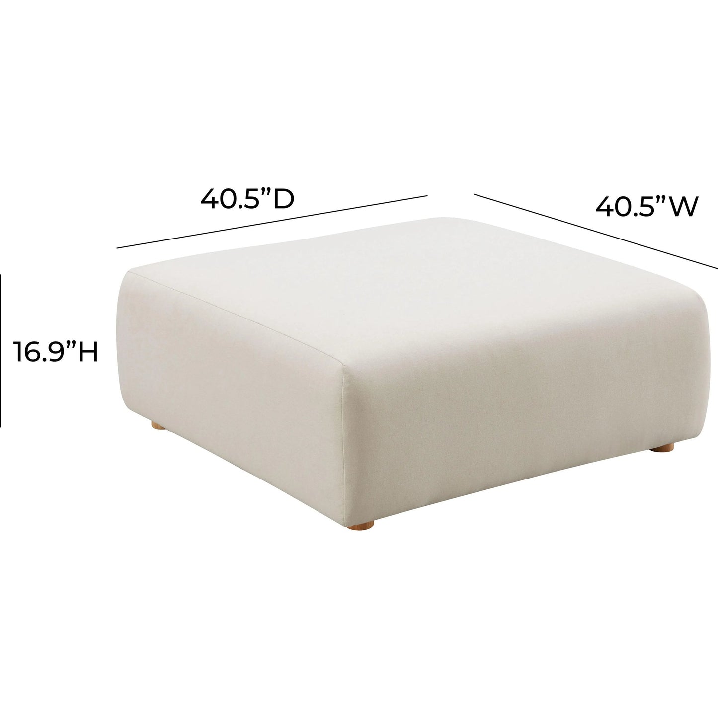 005 SI-2122141 | Unknown | Hangover Linen Ottoman by TOV Furniture in cream. Made from linen, wood in a modern style.