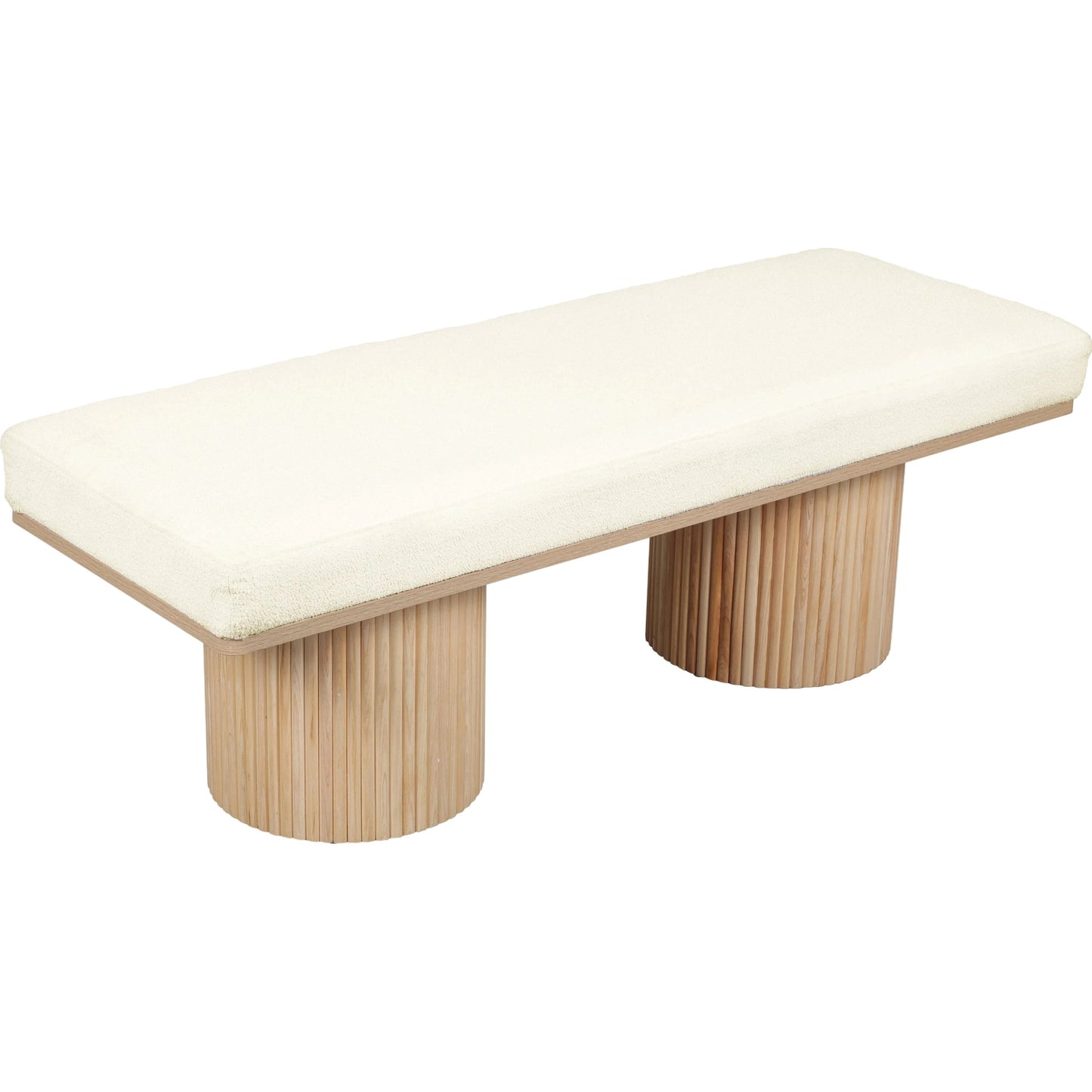 002 SI-2122169 | Additional Silo | Sagano Dyed-Yarn Bench by TOV Furniture in white. Made from mdf, polyester in a modern style.