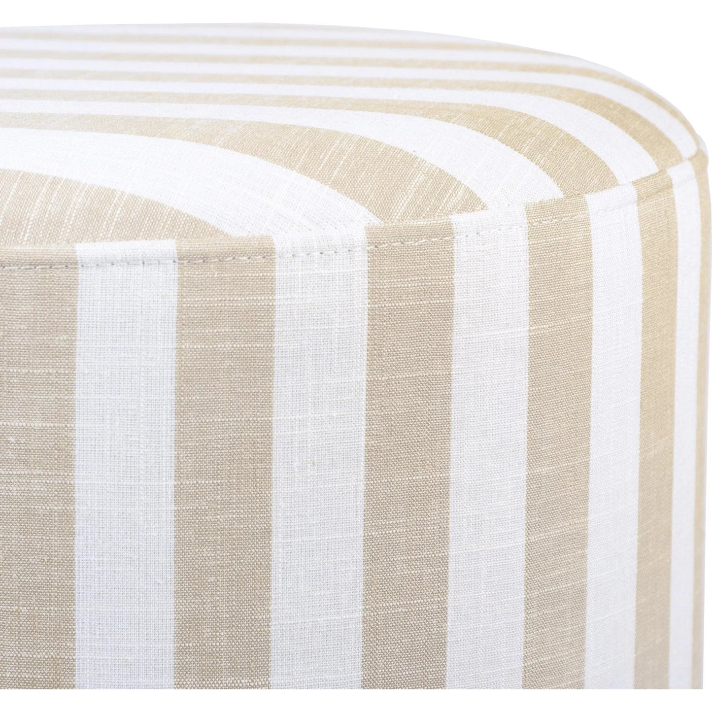011 SI-2248209 | Closeup | Dex Striped Linen Ottoman by TOV Furniture. Made from linen, plywood, wood in a unique style.