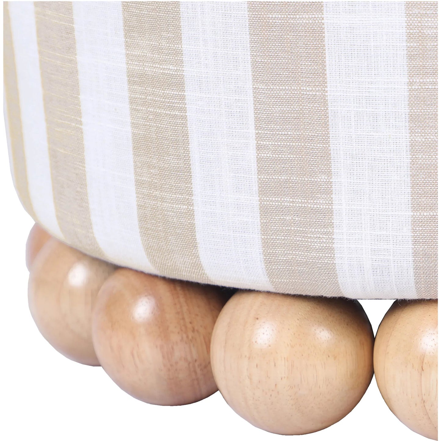 012 SI-2248209 | Closeup | Dex Striped Linen Ottoman by TOV Furniture. Made from linen, plywood, wood in a unique style.
