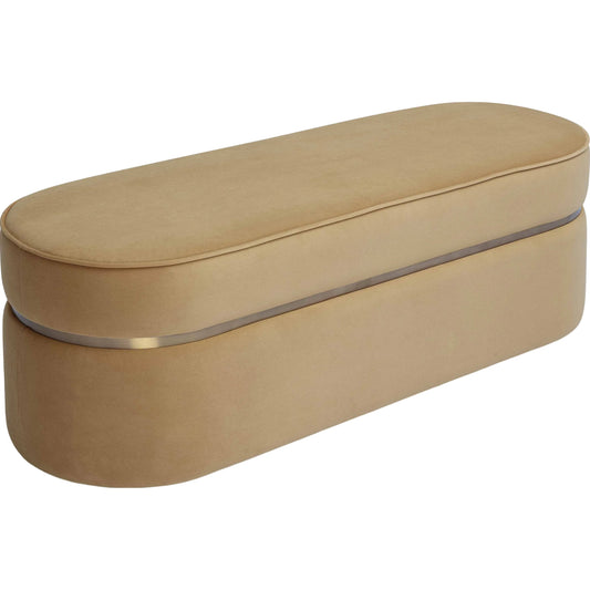 Pomp Velvet Bench by TOV Furniture. Made from plywood, stainless steel, velvet, wood in a transitional style.