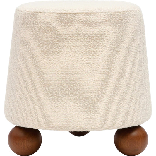 Jaine Boucle Stool by TOV Furniture. Made from boucle, plywood, wood in a transitional style.