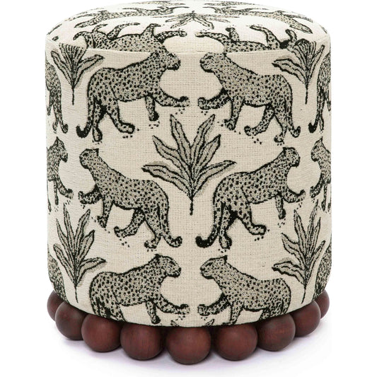 Dex Leopard Jacquard Ottoman by TOV Furniture. Made from fabric, plywood, wood in a eclectic & global style.