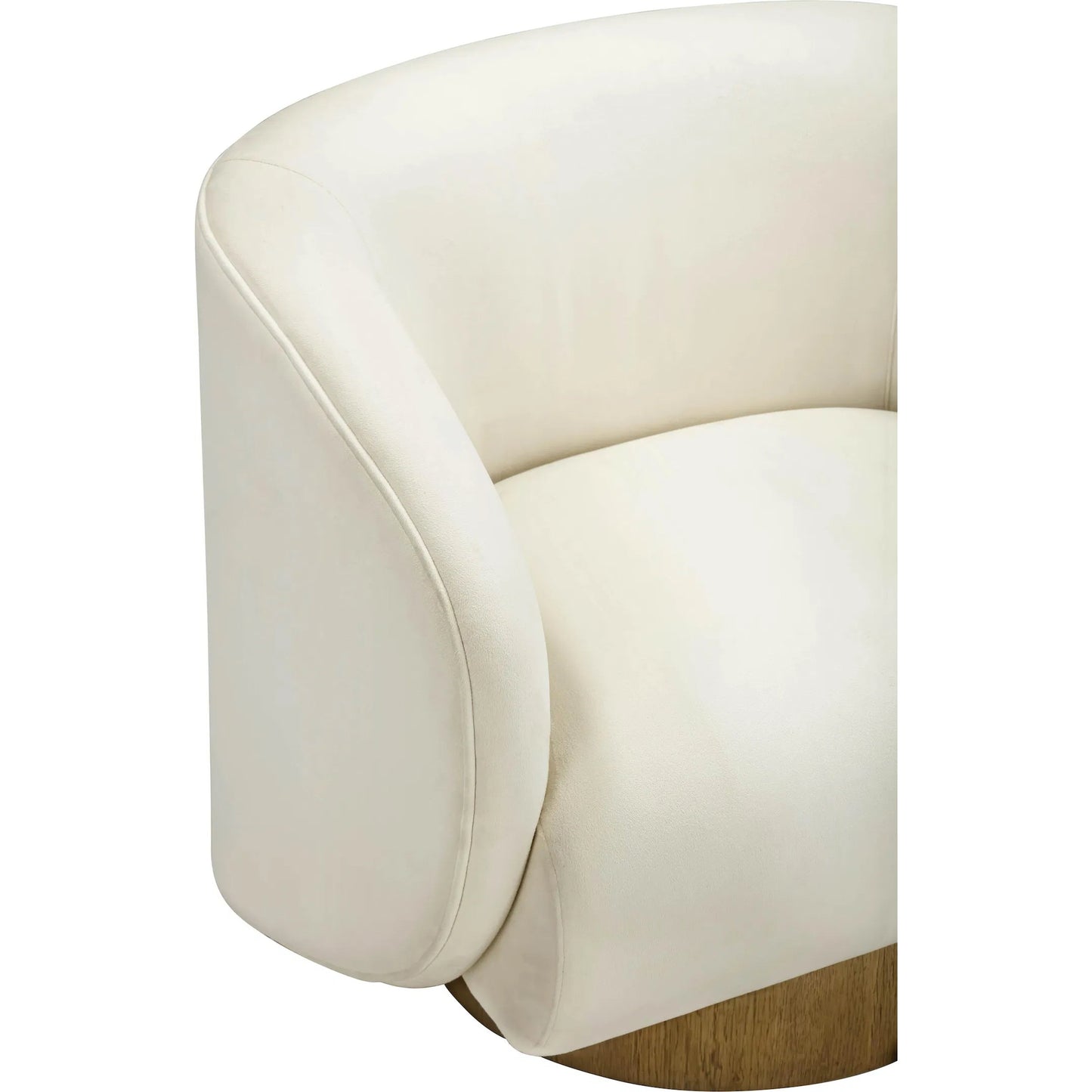 006 SI-2320980 | Closeup | Presley Velvet Swivel Accent Chair by TOV Furniture in cream. Made from plywood, velvet, wood in a unique style.
