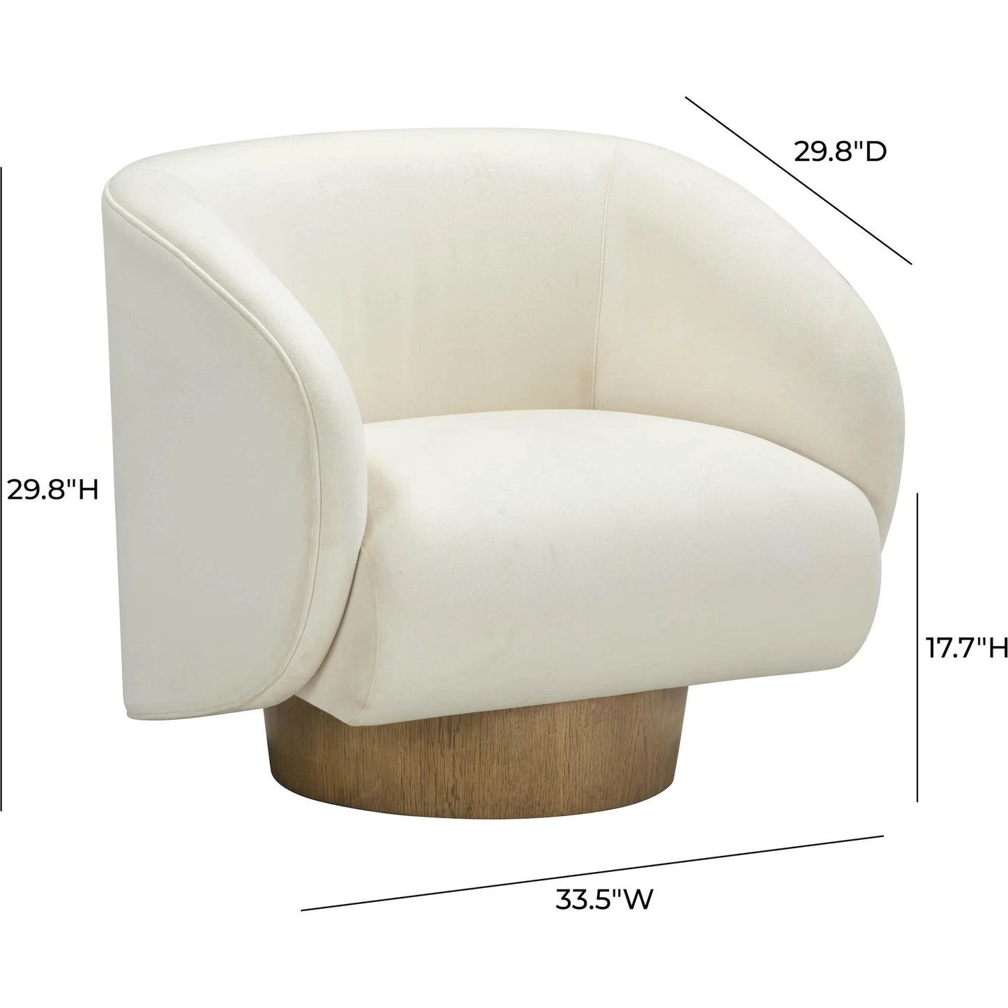 005 SI-2320980 | Additional Silo | Presley Velvet Swivel Accent Chair by TOV Furniture in cream. Made from plywood, velvet, wood in a unique style.