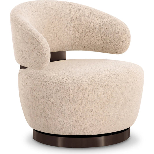 001 SI-2532625 | Primary Silo | Austin Performance Swivel Accent Chair by TOV Furniture in cream. Made from boucle, plywood, stainless steel in a unique style.
