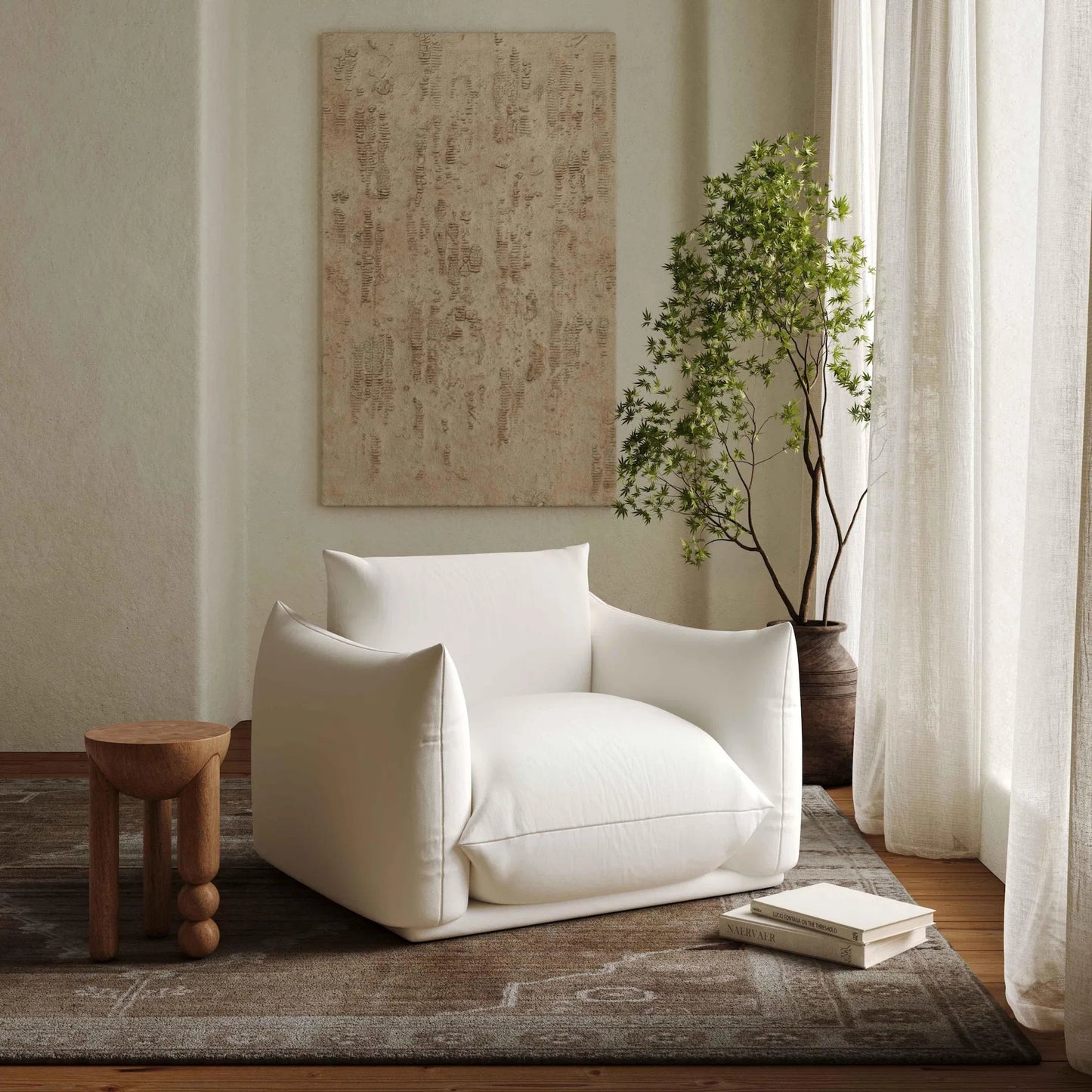 006 SI-2248458 | Lifestyle | Saint Tropez Pearl Stuffed Armchair by TOV Furniture in white. Made from fabric in a unique style.