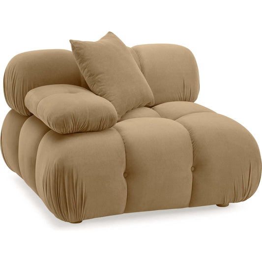 001 SI-2248175 | Primary Silo | Calliope Performance Velvet Modular Corner Chair by TOV Furniture in cafe au lait. Made from plywood, velvet, wood in a transitional style.