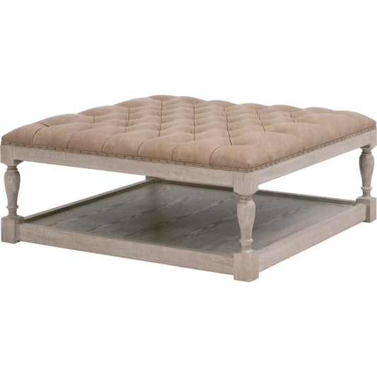 000 SI-2249351 | Primary Silo | Townsend Tufted Upholstered Coffee Table by Essentials For Living in ivanhoe-toast, natural gray ash. Made from solid ash wood, ash veneer, plywood in a transitional style.