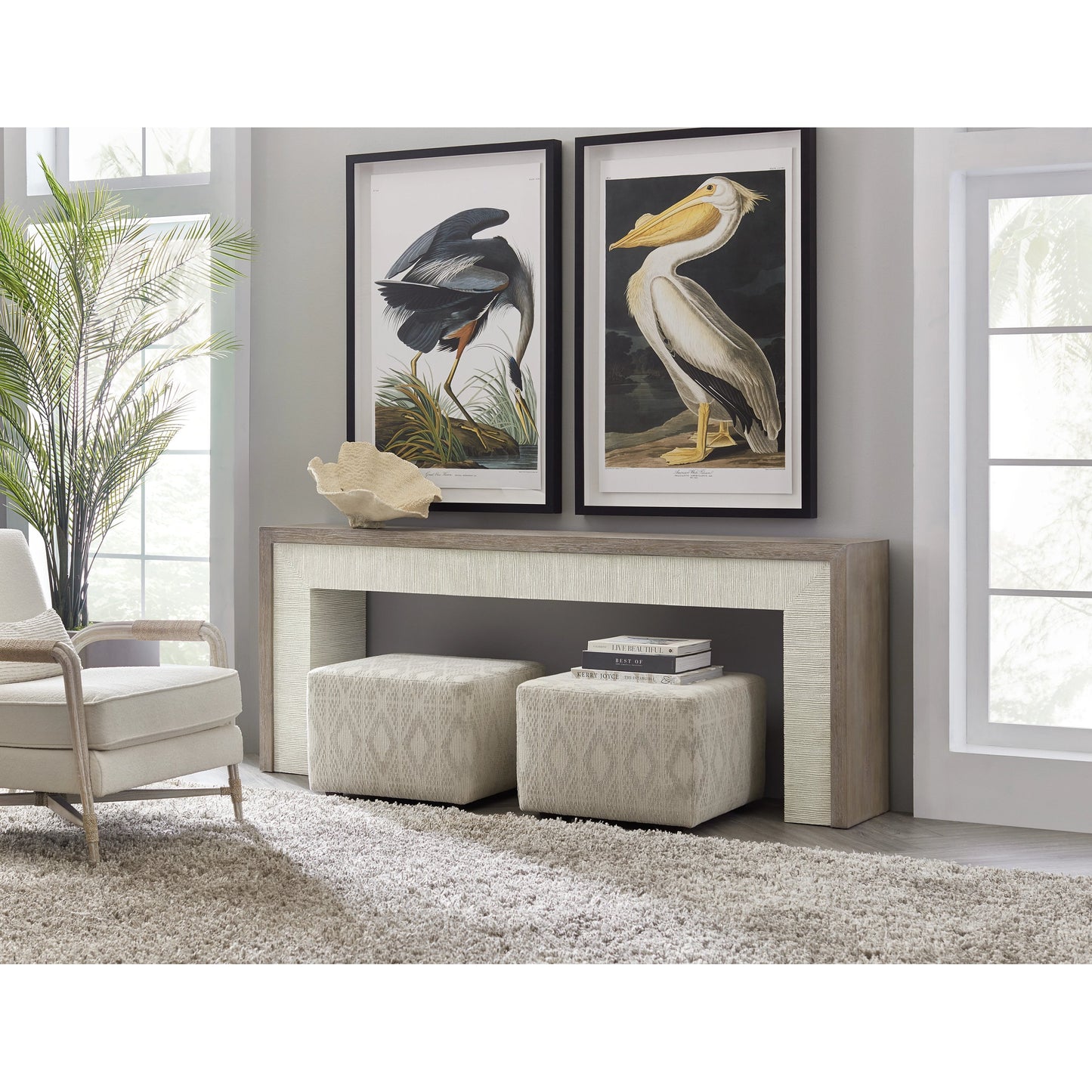 005 SI-1900879 | Lifestyle | Serenity Skipper Console Table by Hooker Furniture in malibu. Made from oak veneers, resin in a modern style.
