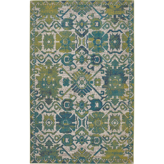 Foster Transitional Oriental Rug - 3758F by Feizy in green, blue. Made from polypropylene in a unique style.