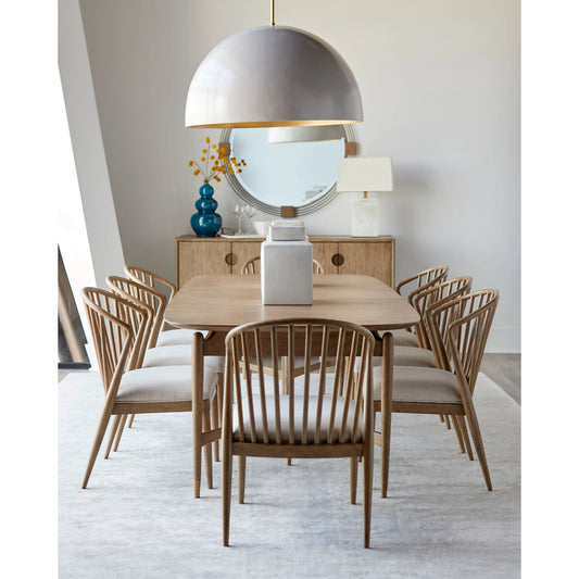 Finn Rectangular Dining Table by A.R.T. Furniture in tawny. Made from parawood solids, elm veneer, metal in a modern style.