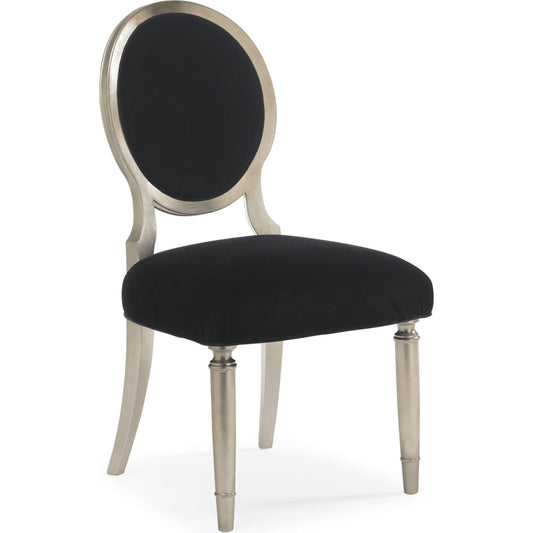 001 SR-768581 | Primary Silo | Chit-Chat Side Chair (Set of 2) by Caracole in black, silver and taupe silver leaf. Made from birch solids in a transitional style.