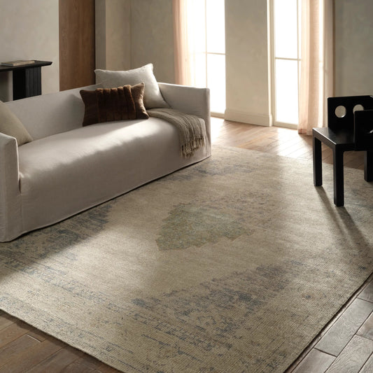 Tesorino By House Sprucing TRN02 Rug by Jaipur Living in beige, blue. Made from 100% pet yarn in a unique style.