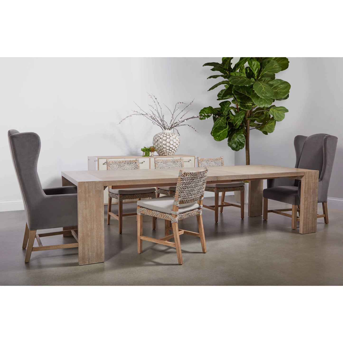 005 SI-1998864 | Lifestyle | Tropea Dining Table by Essentials For Living in natural gray acacia. Made from acacia veneer, mdf, solid rubberwood, metal in a modern style.