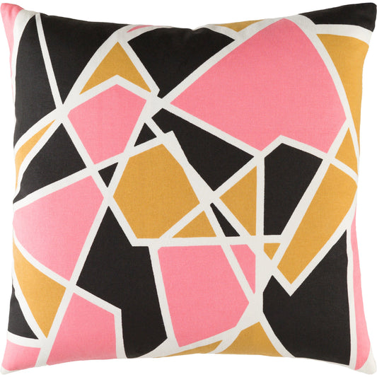 001 SI-1906072,SI-1906073 | Primary Silo | Trudy Indoor/Outdoor Pillow by Surya in pink, mustard, black, ivory. Made from 100% cotton in a modern style.