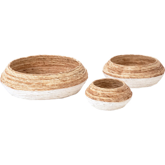 Abaca Basket by Arch & Plane in natural, white. Made from abaca in a rustic style.