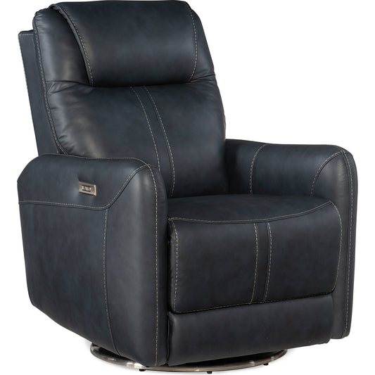 Steffen Swivel Power Recliner by Hooker Furniture. Made from leather in a traditional style.