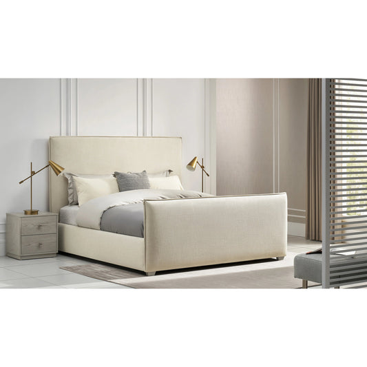 Zest Flanged Upholstered Bed by Zest in beige, flax and cream. Made from rubberwood, fabric in a modern style.