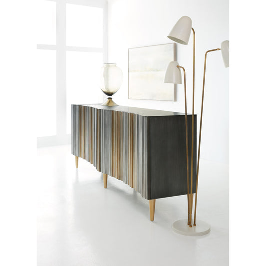 Apollo Credenza by Hooker Furniture in silver, gold. Made from hardwoods, aluminum sheet in a eclectic & global style.