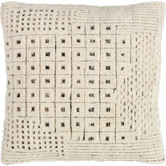 Tunisia Pillow - 481424 by Surya in ivory. Made from front: 80% wool, 20% cotton, back: 100% cotton in a modern style.