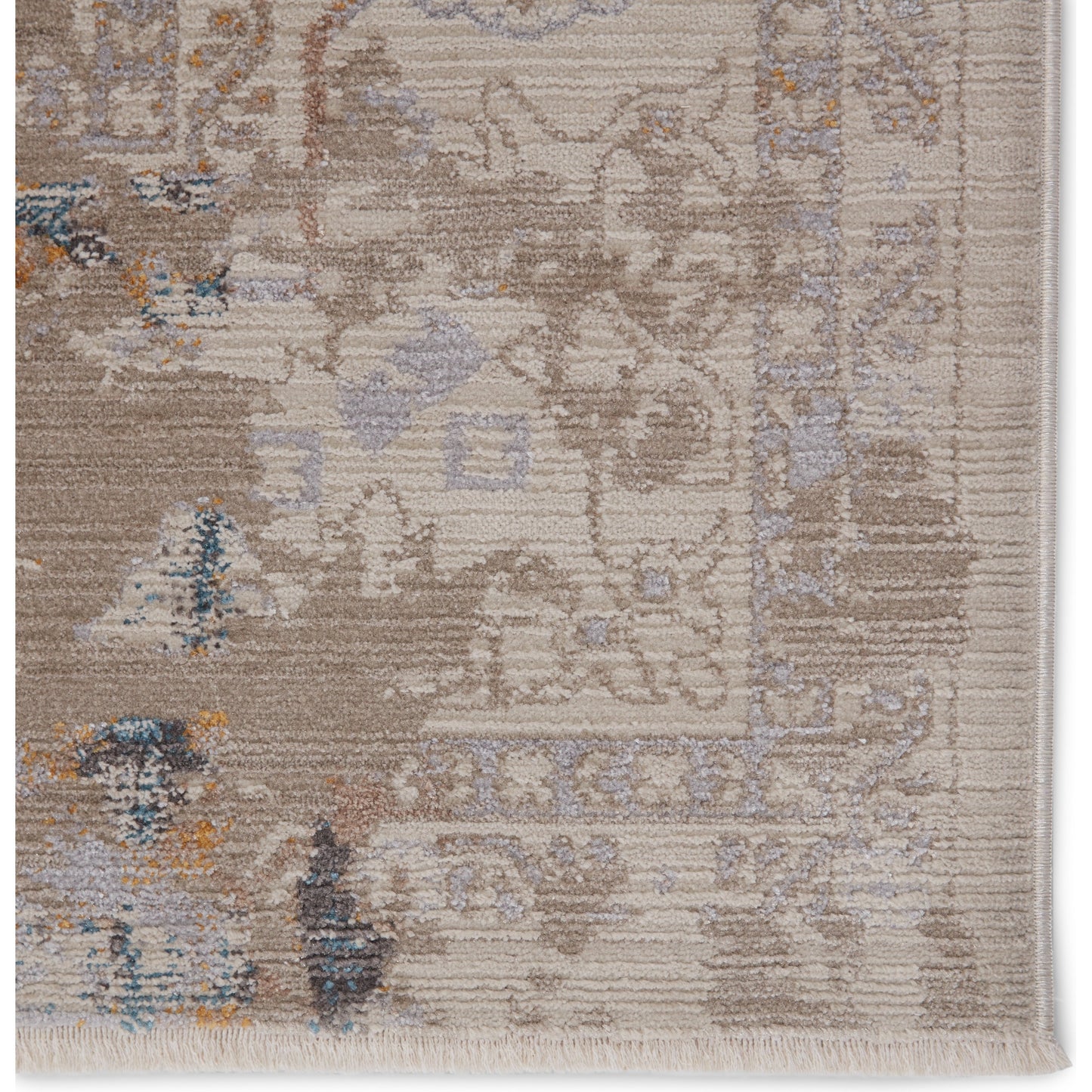 005 SI-1717753,SI-1717755,SI-1781834 | Closeup | Hammon Rug by Vibe by Jaipur Living in gray, gold. Made from 100% polyester in a unique style.