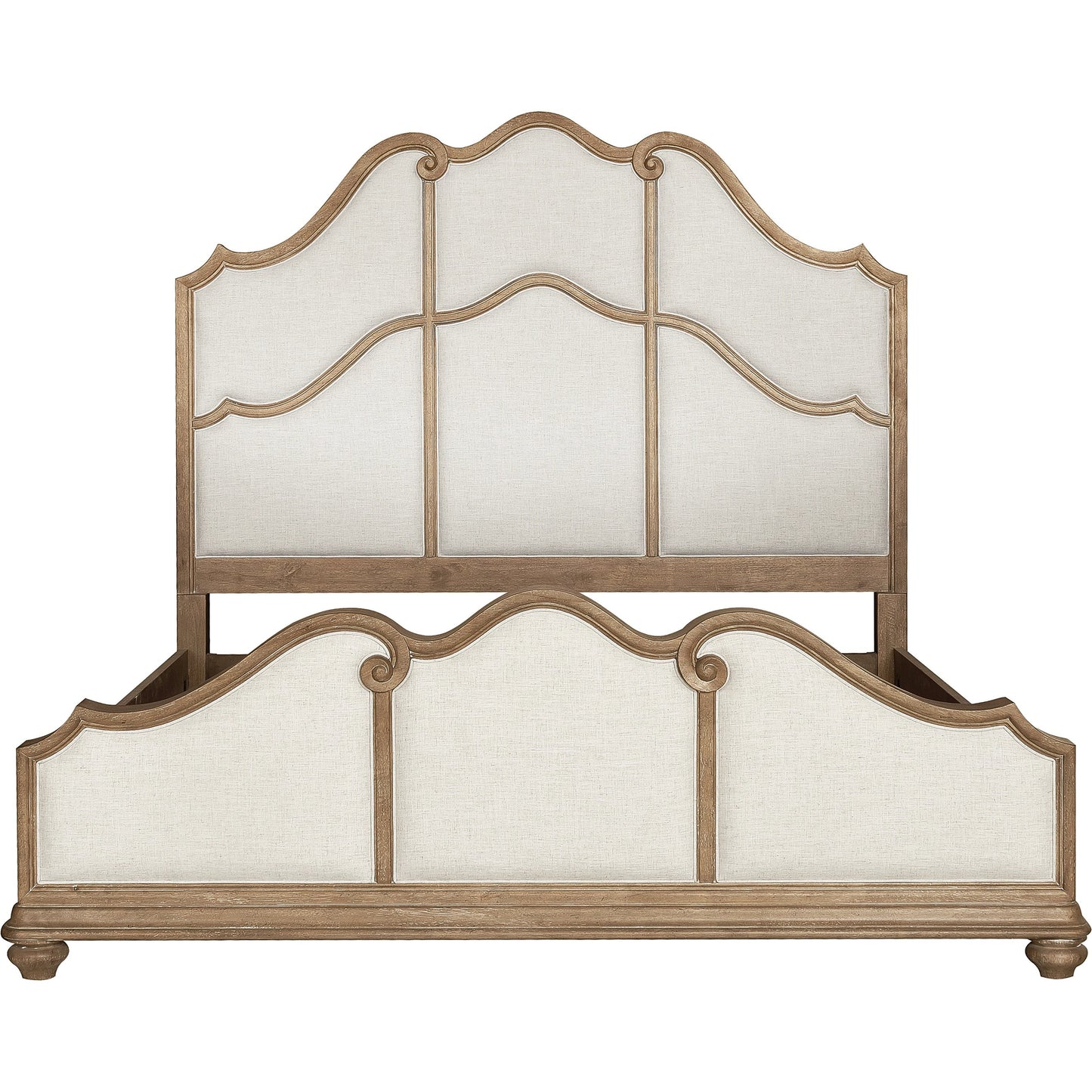 001 SI-2155686,SI-2155687 | Primary Silo | Weston Hills Upholstered Bed by Pulaski Furniture in flax seed. Made from hardwood solids, hickory veneers in a traditional style.