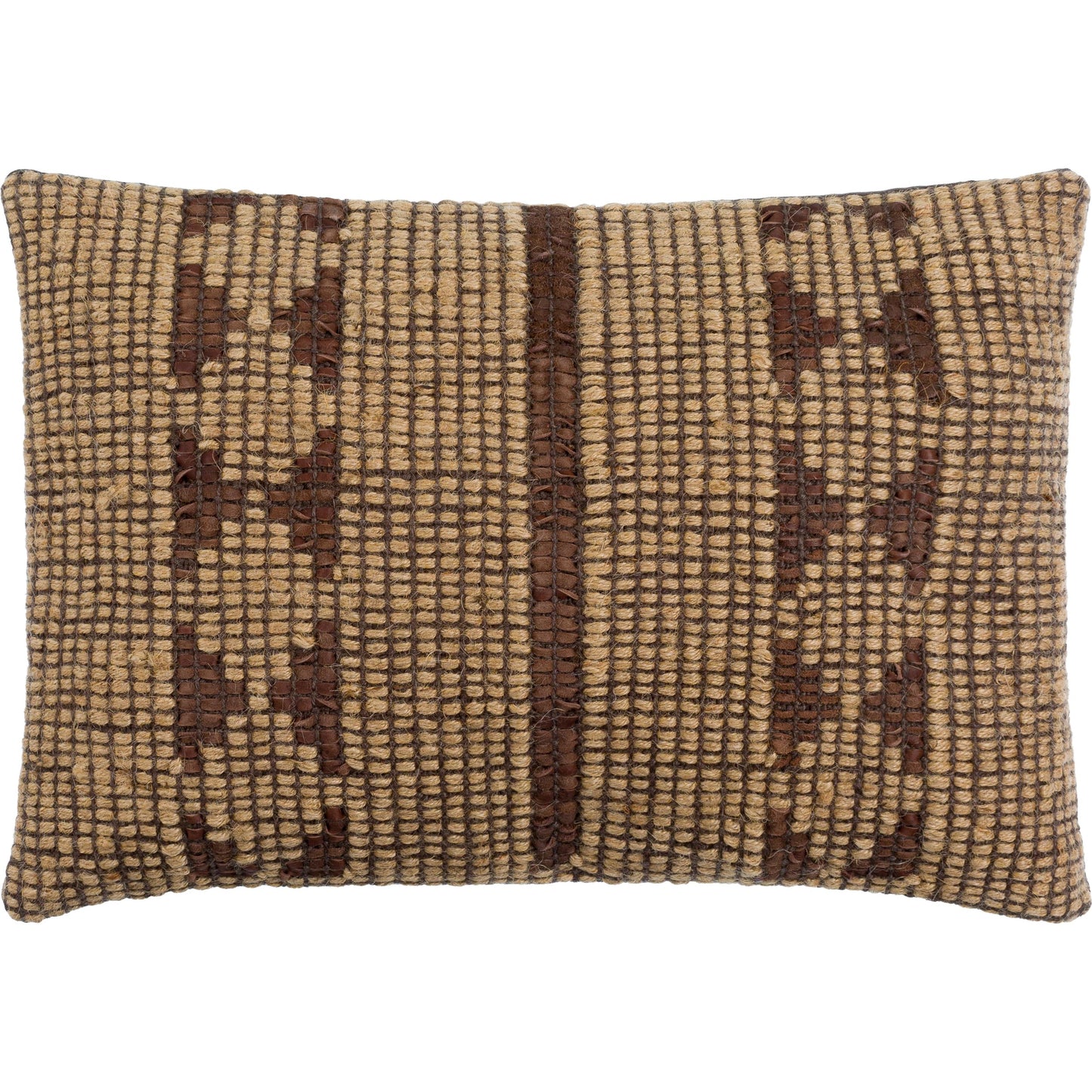 001 SI-2049579,SI-2049580 | Additional Silo | Twareg Pillow - 481463 by Surya in beige, chestnut, espresso. Made from front: 70% jute, 30% leather, back: 100% cotton in a cottage & farmhouse style.