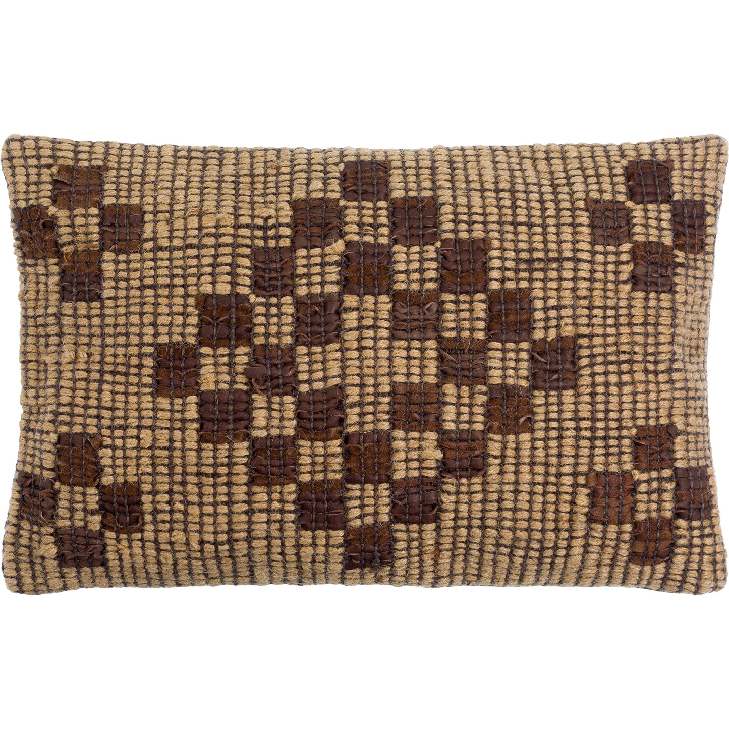 001 SI-2049591,SI-2049592 | Additional Silo | Twareg Pillow - 481471 by Surya in beige, chestnut, espresso. Made from front: 70% jute, 30% leather, back: 100% cotton in a cottage & farmhouse style.