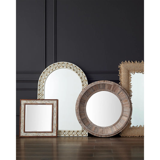 Ellaria Mirror by Currey and Company in natural bone, brass, mirror. Made from bone, brass, glass in a eclectic & global style.