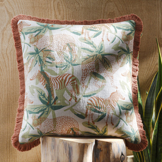 Tanzania Pillow - 13664 by Surya in off-white, light olive, burnt orange, rust, dark green. Made from 100% cotton in a coastal style.
