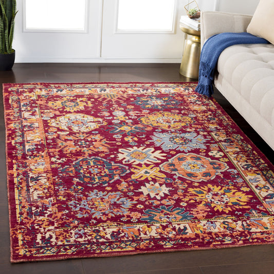 TZR-1000 Rug by Livabliss in gray, beige, orange, deep teal, mustard. Made from 80% wool, 20% nylon in a unique style.