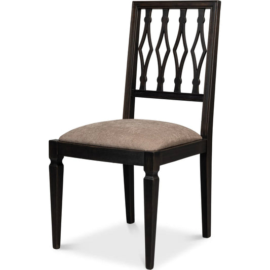 Diamond Side Chair (Set of 2) by Sarreid Ltd. in nero, mushroom. Made from beechwood in a traditional style.