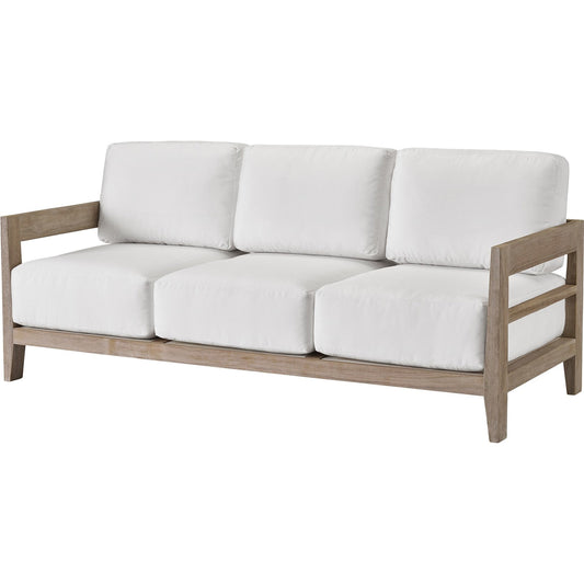 La Jolla Sofa by Coastal Living by Universal Furniture in stainless steel and weathered teak. Made from unique in a coastal style.