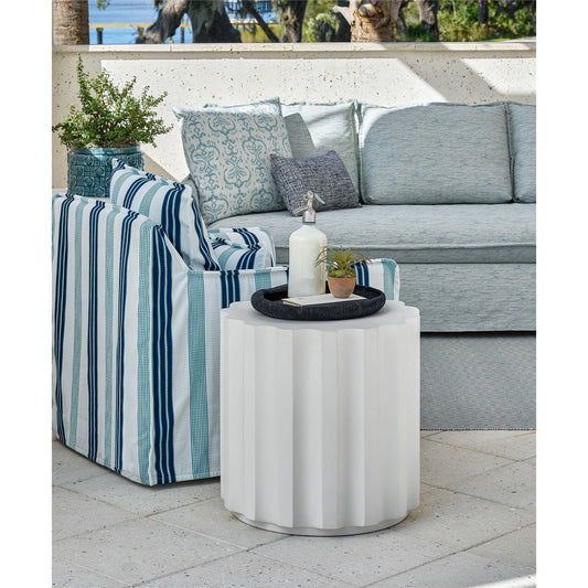 Edisto Side Table by Coastal Living by Universal Furniture in stainless steel and abaco white. Made from unique in a coastal style.